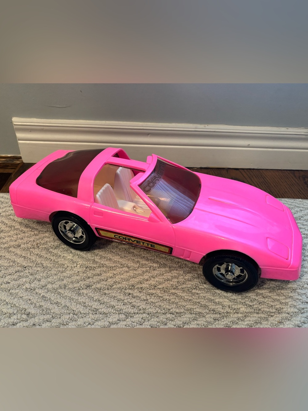 Vintage 1980s Barbie-Size Pink Corvette Convertible Car 💖